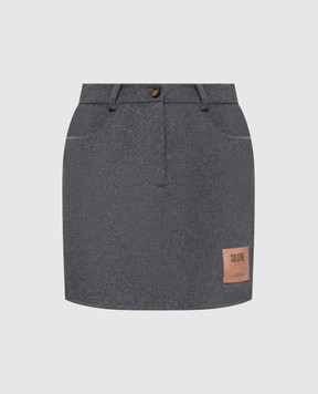 Solotre Gray wool and cashmere skirt M1AC0008