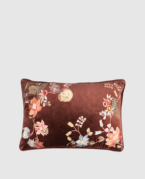 Les Ottomans Brown decorative velvet pillow with silk EBC7840X60