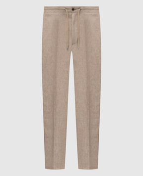 Pini Parma Beige linen pants TRAL1PLITAU