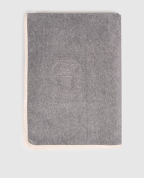 Brunello Cucinelli Grey terry towel with logo and emblem embroidery MLB925151