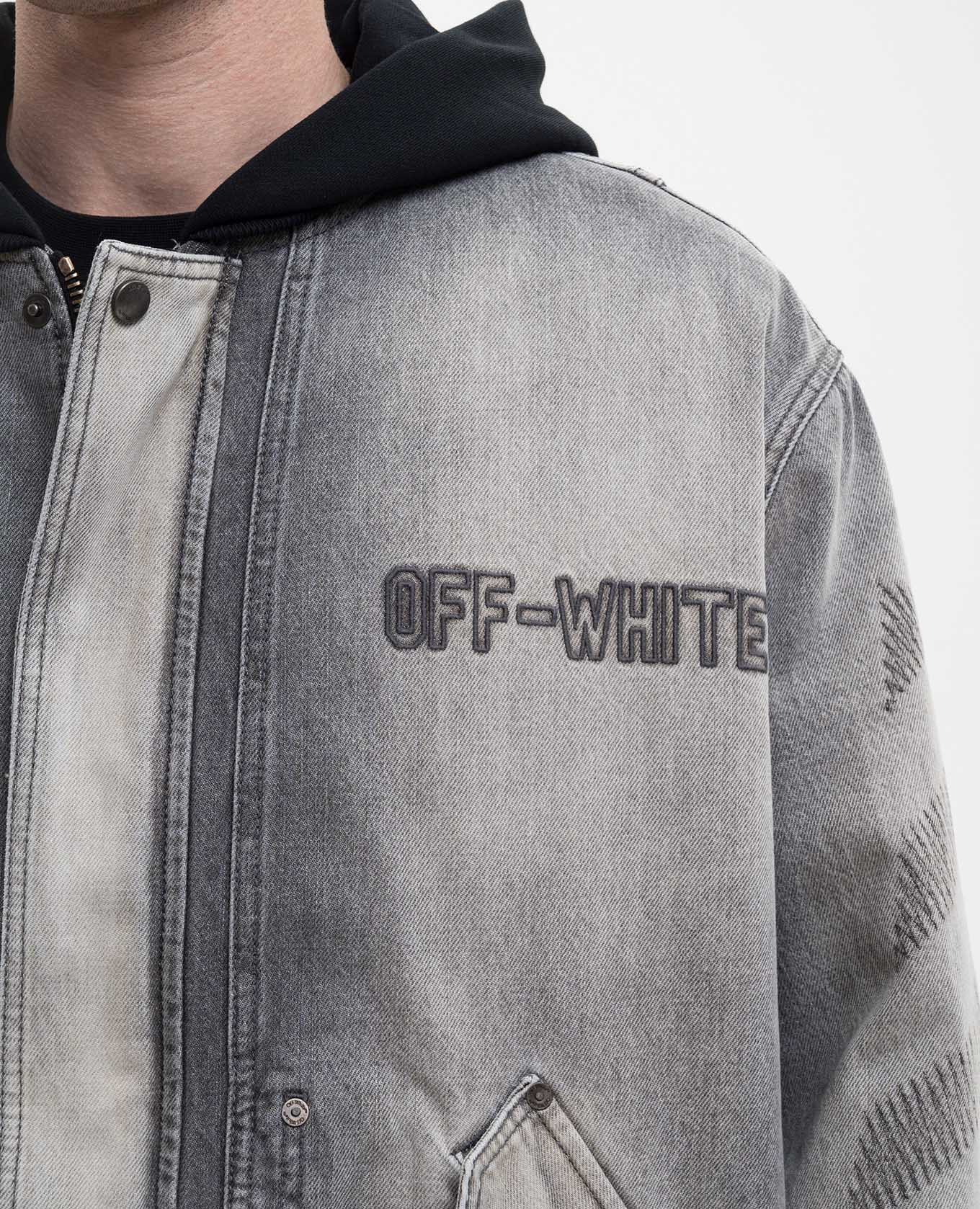 

Grey insulated denim jacket with hood Off-White