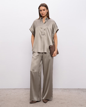 Brunello Cucinelli Khaki silk pants M0C59P8942