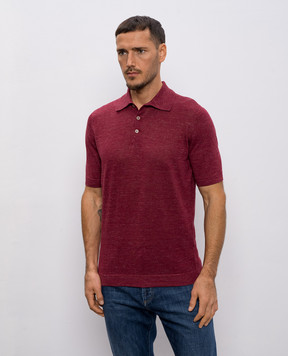 Brunello Cucinelli Burgundy polo shirt with linen M2L00315
