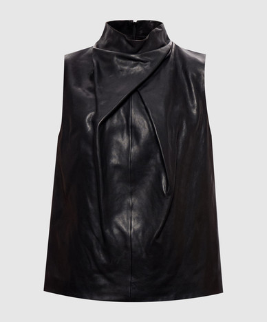 Halley zwarte leren top
