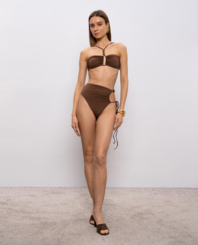 Magda Butrym Brown swimsuit panties with drape SWIMBOTTOM01616426