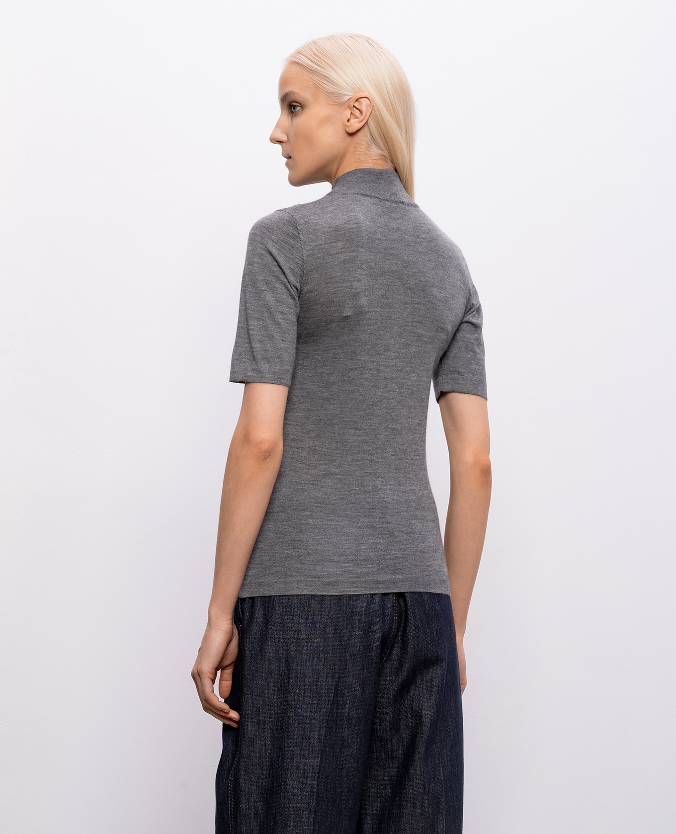 Grey melange cashmere and silk top Brunello Cucinelli 4