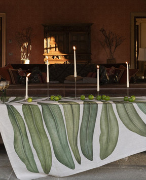 TESSITURA TOSCANA TELERIE Gray linen tablecloth TAMARINDO NT250062080037