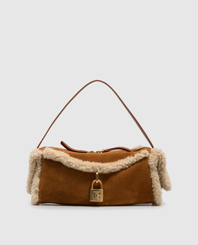 Balmain Brown suede bag with fur HN1HG066LMOS