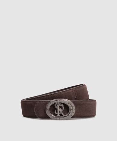 Brown suede belt with monogram