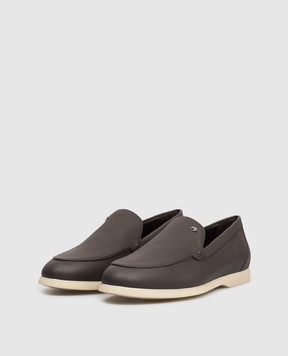 Stefano Ricci Brown leather loafers with emblem UC64G2428MR