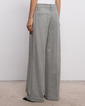 Brunello Cucinelli Gray wool and cashmere pants with monil chain MB162P8492