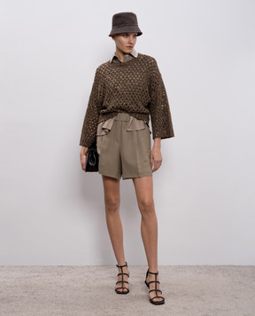Brunello Cucinelli Brown linen shorts MH126P8955
