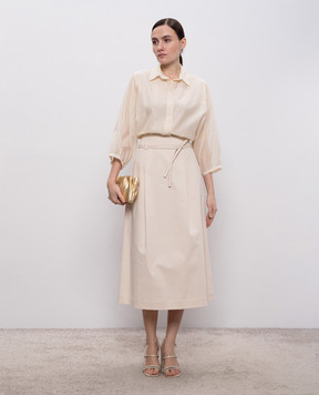 Peserico Beige silk blouse with monil chain S0601308372