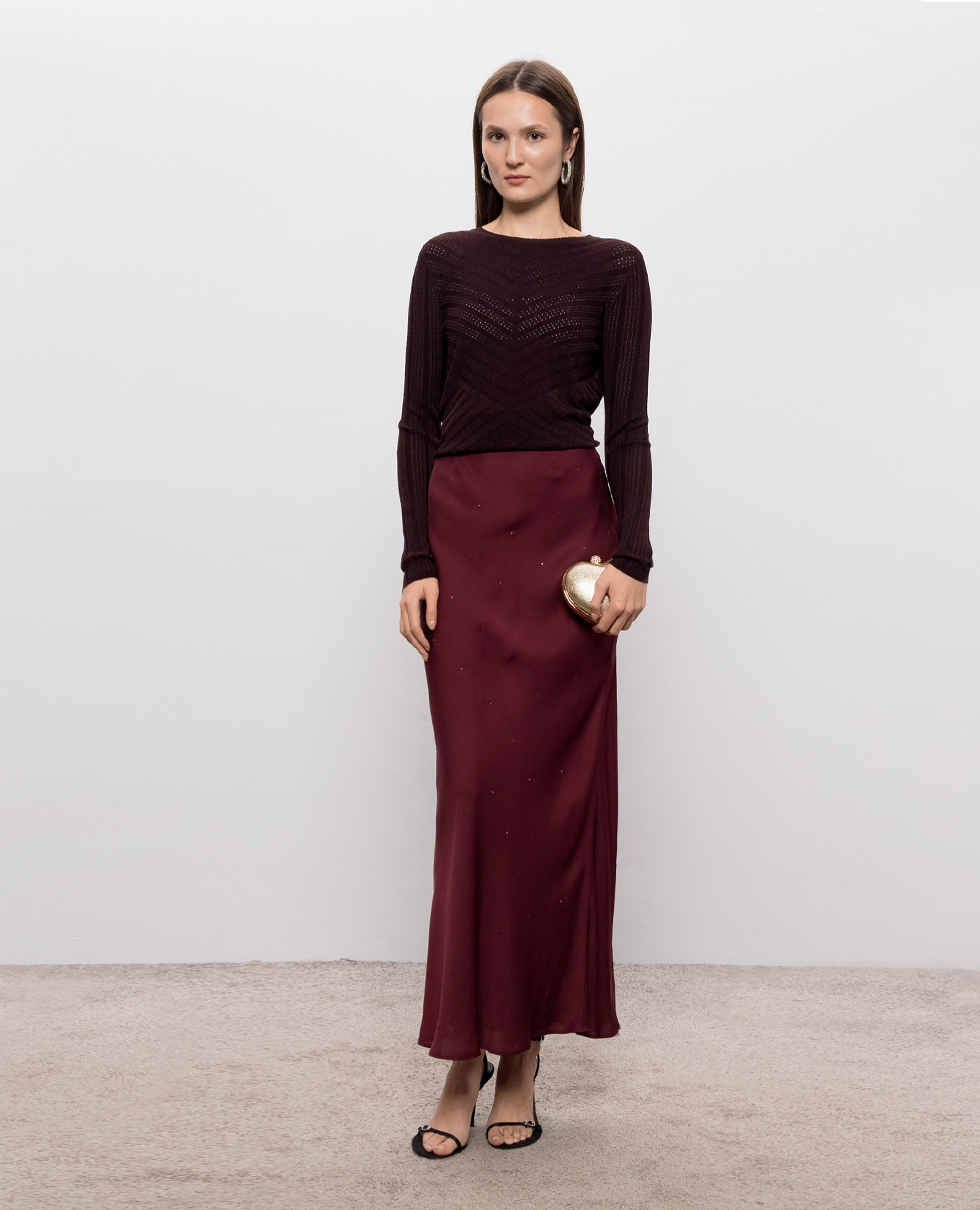 Burgundy skirt with crystals Twinset 2