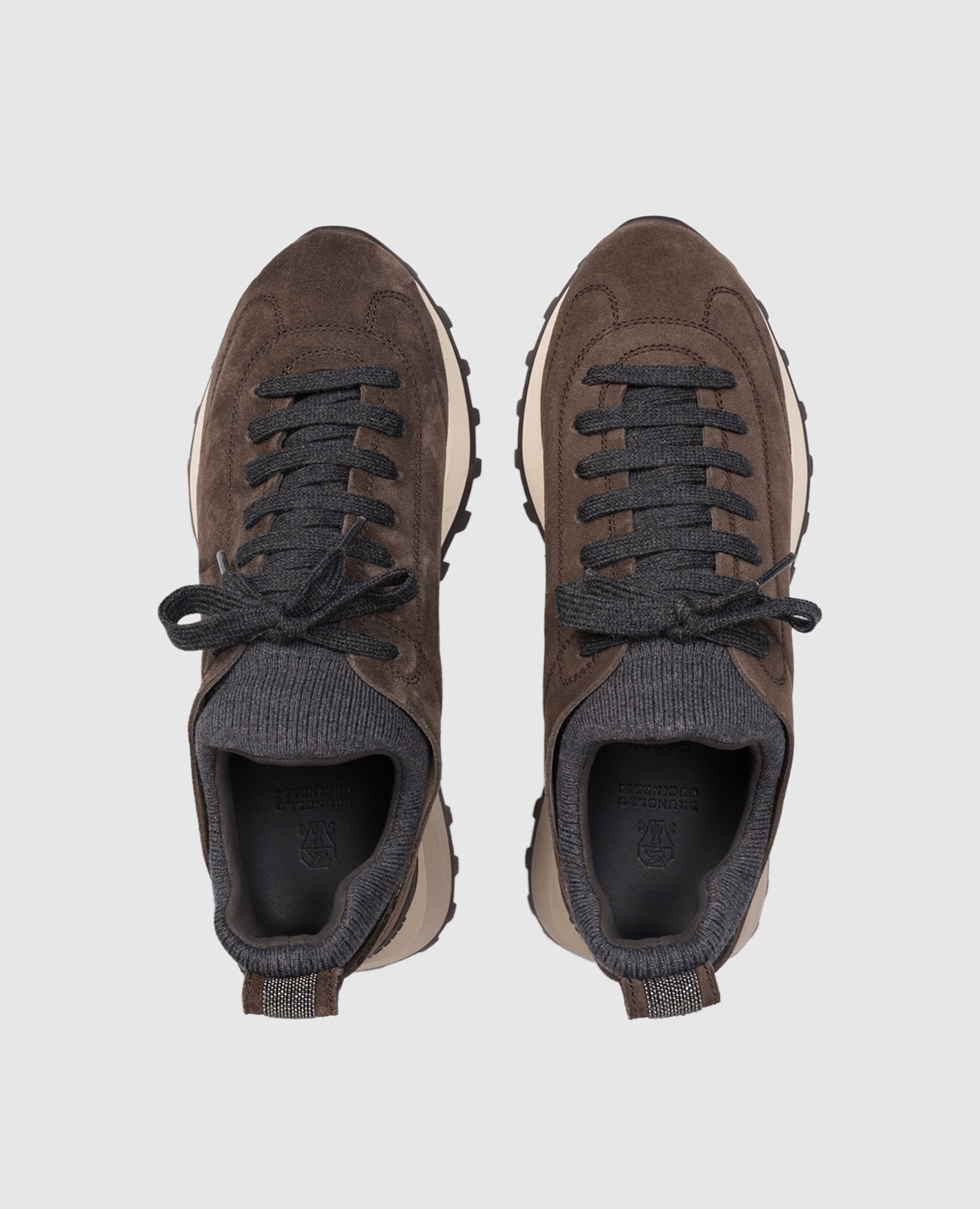 

Brown suede sneakers with monil chain Brunello Cucinelli