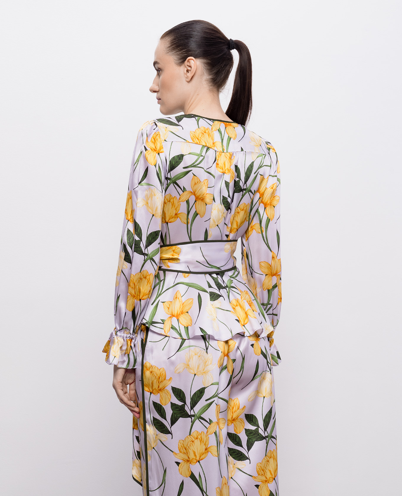 

Purple printed silk wrap blouse Christy Lynn, Violet