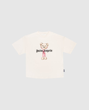 Palm Angels Children's beige T-shirt with print PGAA001S26JER002