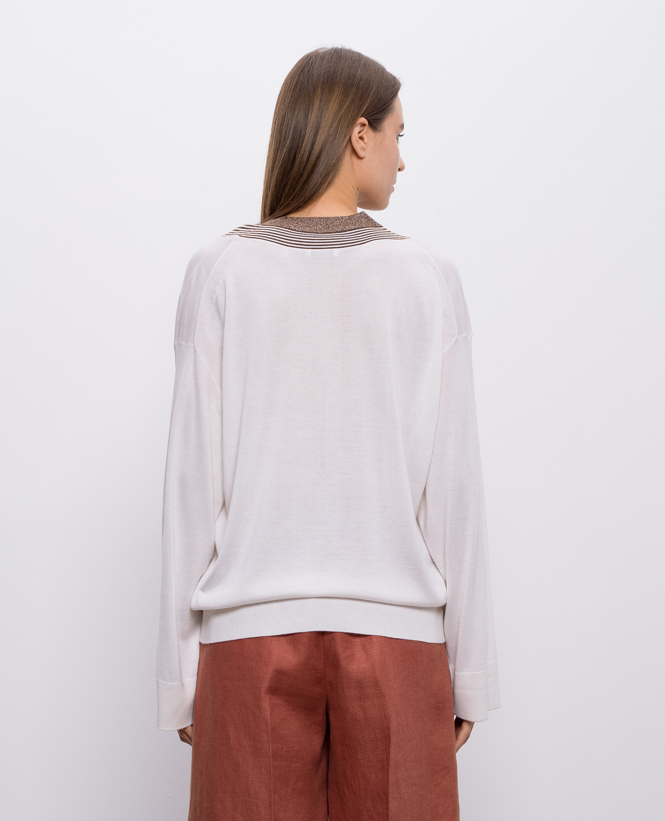 

Ivory cashmere and silk lurex pullover Brunello Cucinelli, Beige
