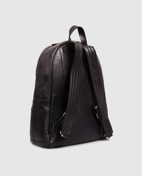 Orciani Black leather backpack with textured logo P00711LGN