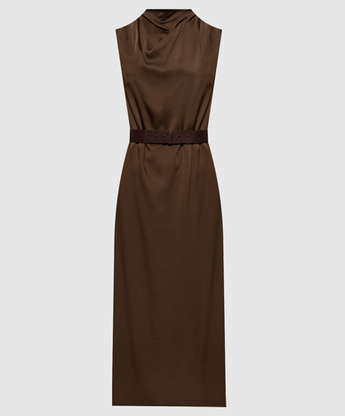 Abito midi marrone