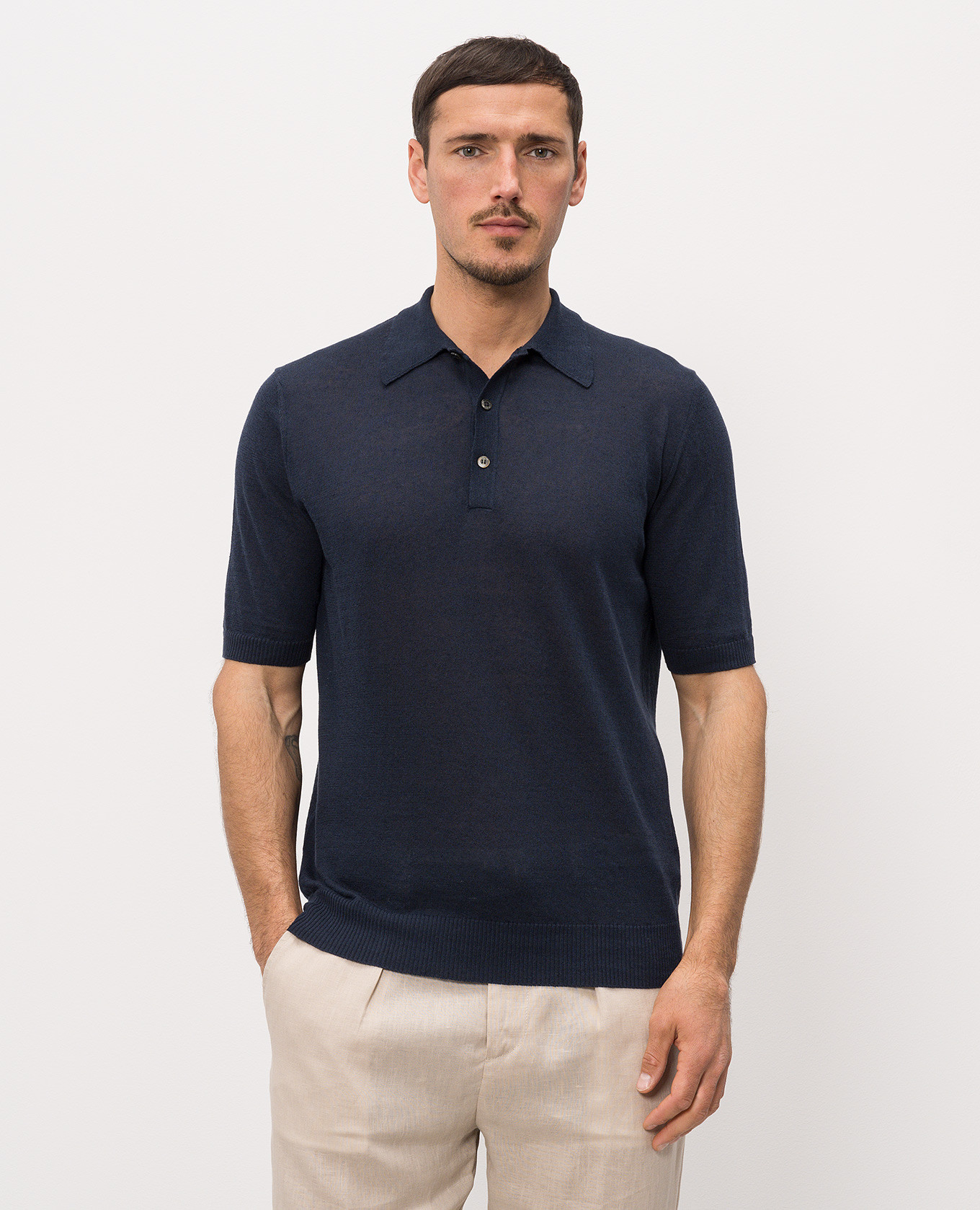 

Blue polo with linen Morgano