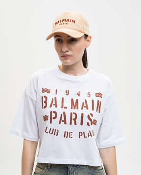 Balmain Beige cap with logo embroidery GF0XA015CB24