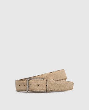 Canali Beige suede belt with logo KB0047750C