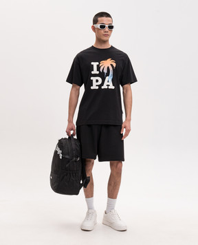 Palm Angels Black shorts with logo print PMCI019S26FLE001