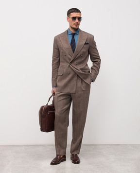 Brunello Cucinelli Brown linen and wool suit MZ4089CPN2