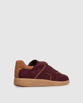 Santoni Burgundy suede sneakers with embossed logo WBPL61463FARTUBY