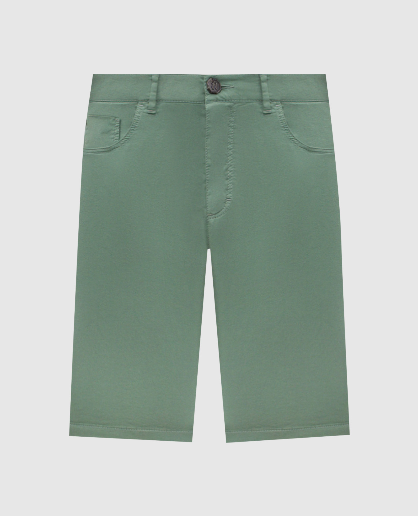 Green shorts with embroidered monogram logo