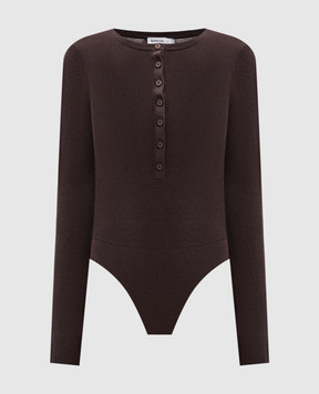 Simkhai Susanne brown ribbed silk and cashmere bodysuit 5268009K