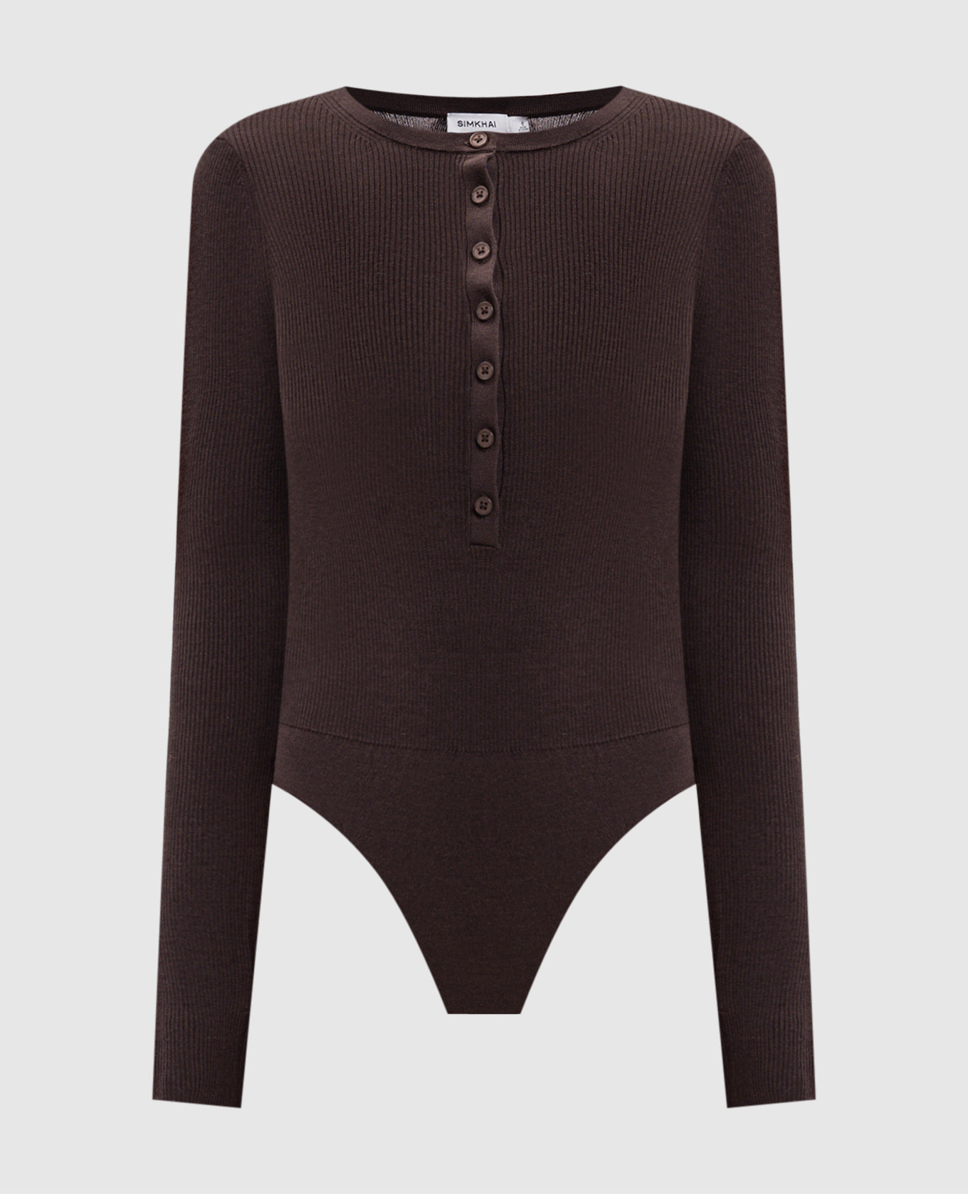 Susanne brown ribbed silk and cashmere bodysuit