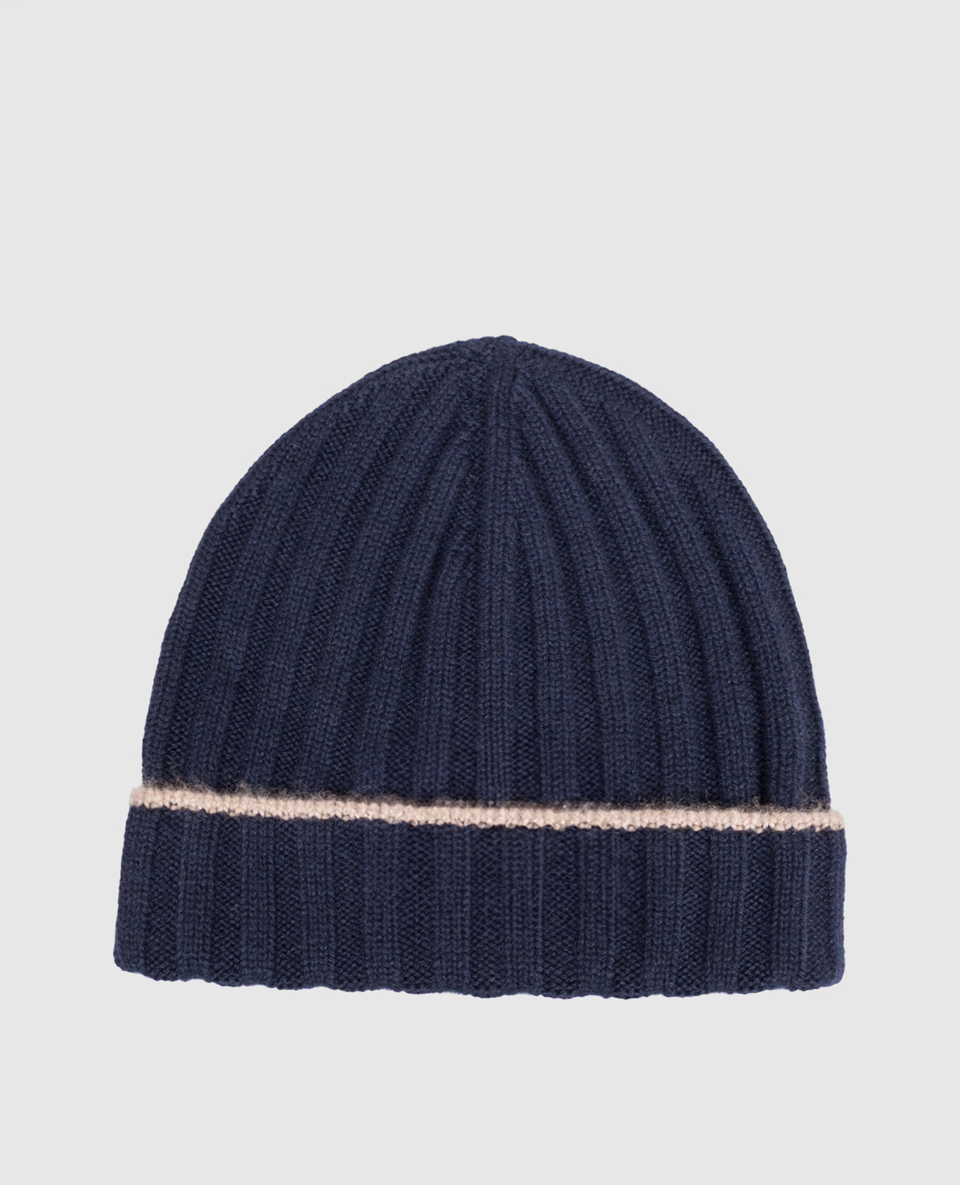 Blue cashmere hat with fringe