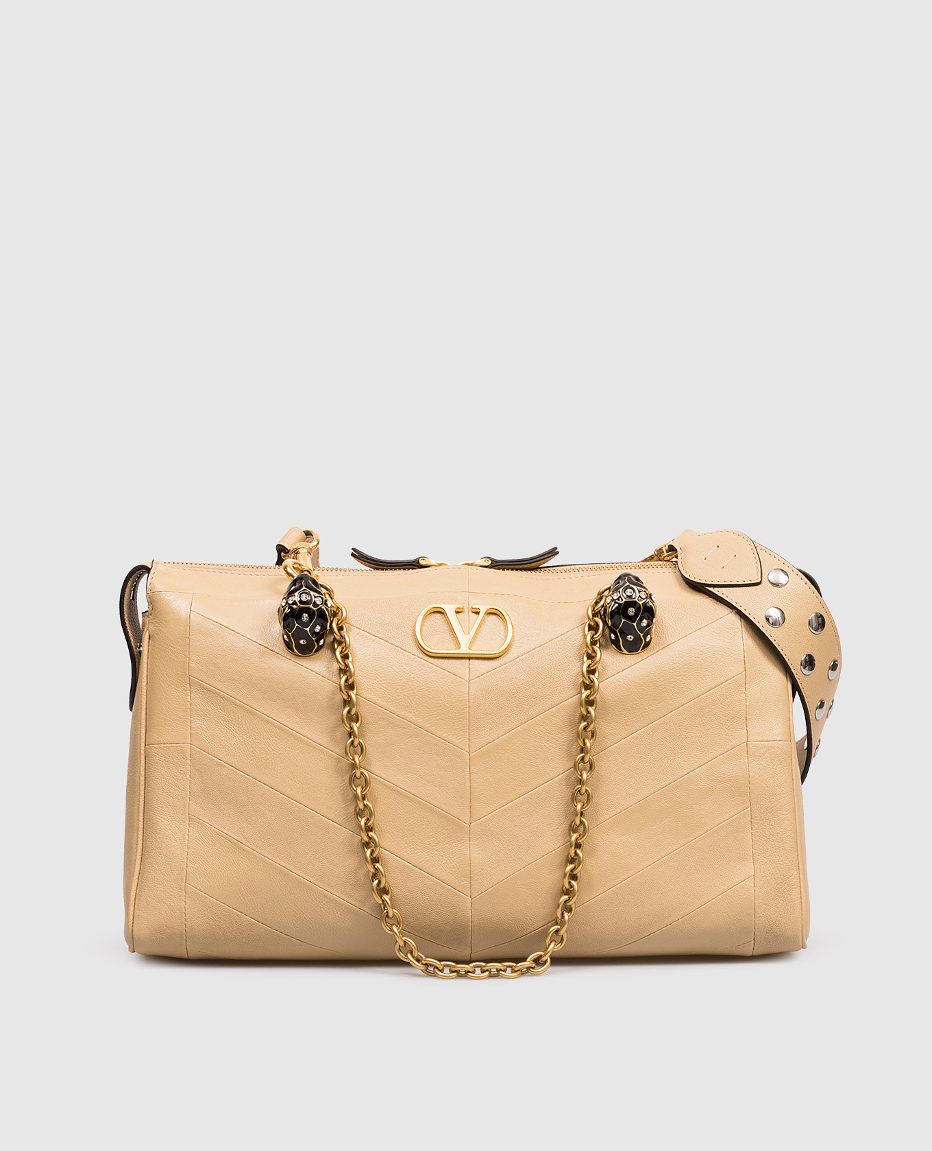 

Beige leather bag Panthea with Swarovski crystals Valentino