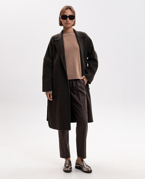 Peserico Brown wool and cashmere puffer coat A20185E00A03197