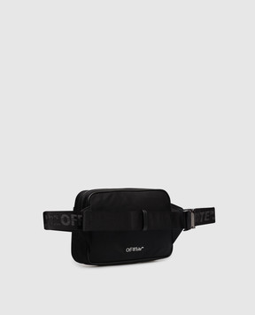 Off-White Black waist bag with emblem and logo print OMNT002S26FAB001