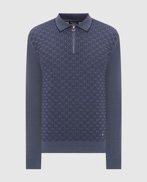 Stefano Ricci Blue wool and silk polo shirt KE06018P30E26304