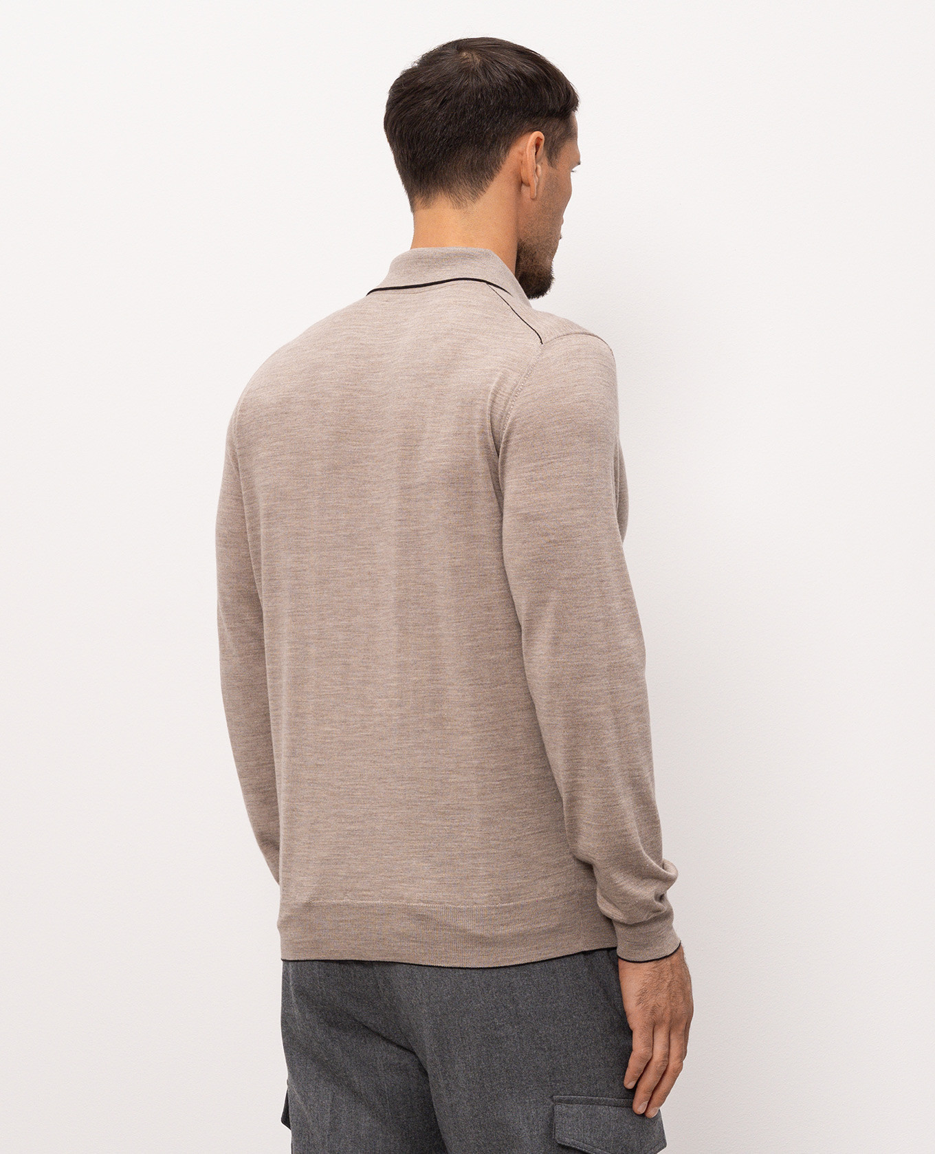 Brown wool, cashmere and silk polo shirt Stefano Ricci 4