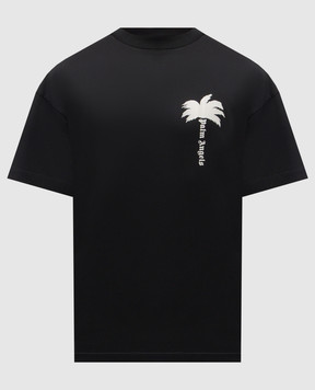 Palm Angels Black T-shirt with contrast logo PMAA072S24JER007
