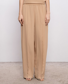 Fabiana Filippi Brown silk pants with monil chain PAD276F336M187