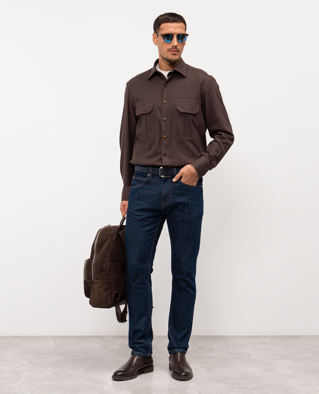 

White silk T-shirt with embroidered logo Stefano Ricci