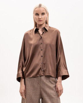 Brunello Cucinelli Brown silk blouse MPC59MQ606