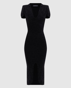 Jacob Lee Black dress with leopard print wool WKD0027AW26B