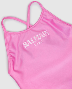 Balmain Children's pink swimsuit with logo embroidery BYCA09Z00051214
