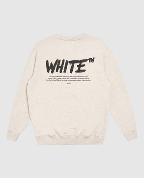 Off-White Children's beige melange sweatshirt with logo print 44BBA001F26F00A