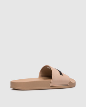 Balenciaga Brown sliders with textured logo 565547W1S80