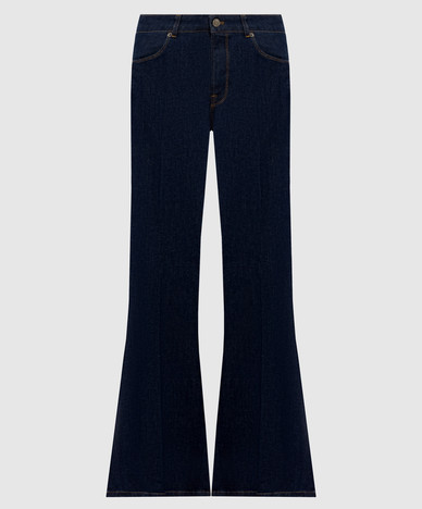 Blue flared jeans with logo patch