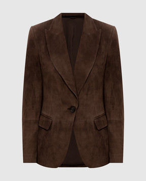 Brunello Cucinelli Brown nubuck jacket with monil chain MPCLF208X