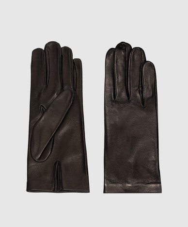 Black leather gloves
